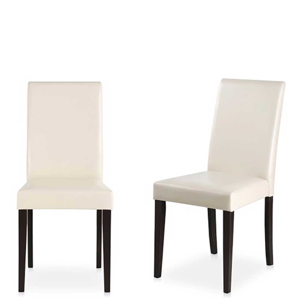 Stühle Reading in Creme Weiß Kunstleder und Kiefer in Wengefarben (2er Set)