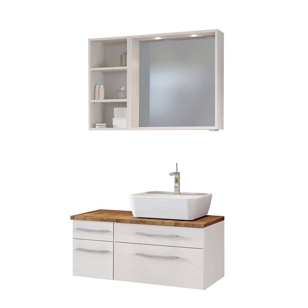 Waschbeckenkommode Tropezia mit Regal und Badezimmerspiegel (dreiteilig)
