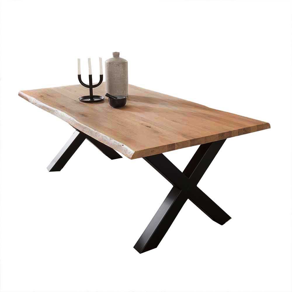 Tisch Esszimmer Teljan im Industry und Loft Stil mit natürlicher Baumkante