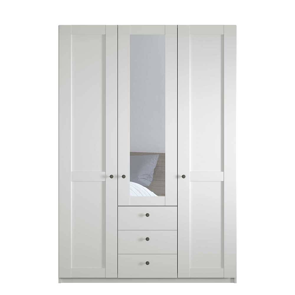 Weißer Kleiderschrank Tudana mit Spiegeltür 150 cm breit
