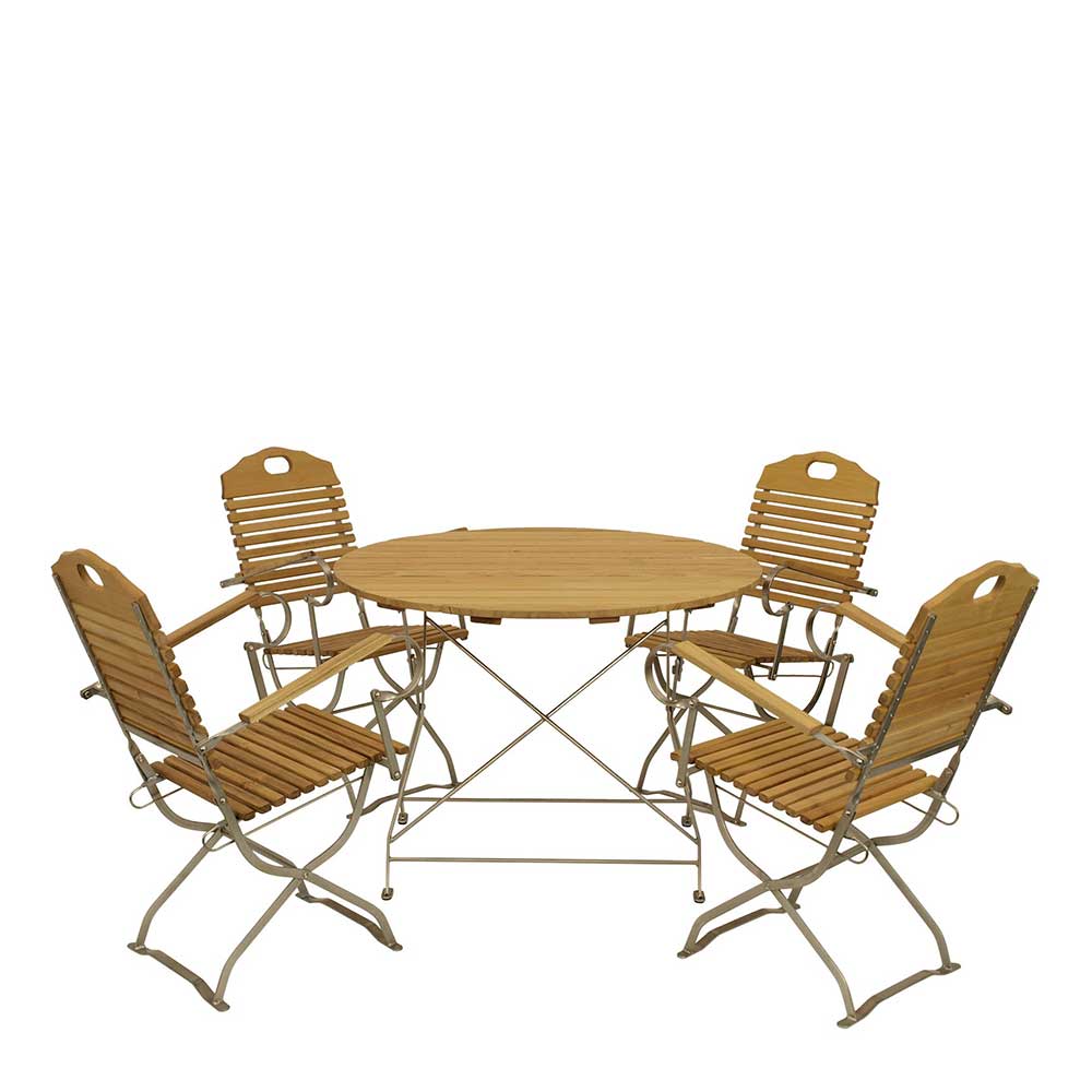 Klappbare Terrassensitzgruppe Jannos mit rundem Tisch (fünfteilig)