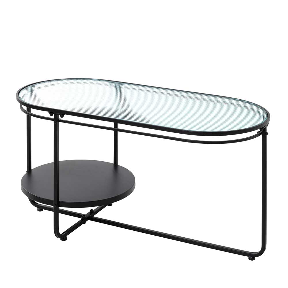 Designcouchtisch Santurio mit ovaler Tischplatte aus Strukturglas