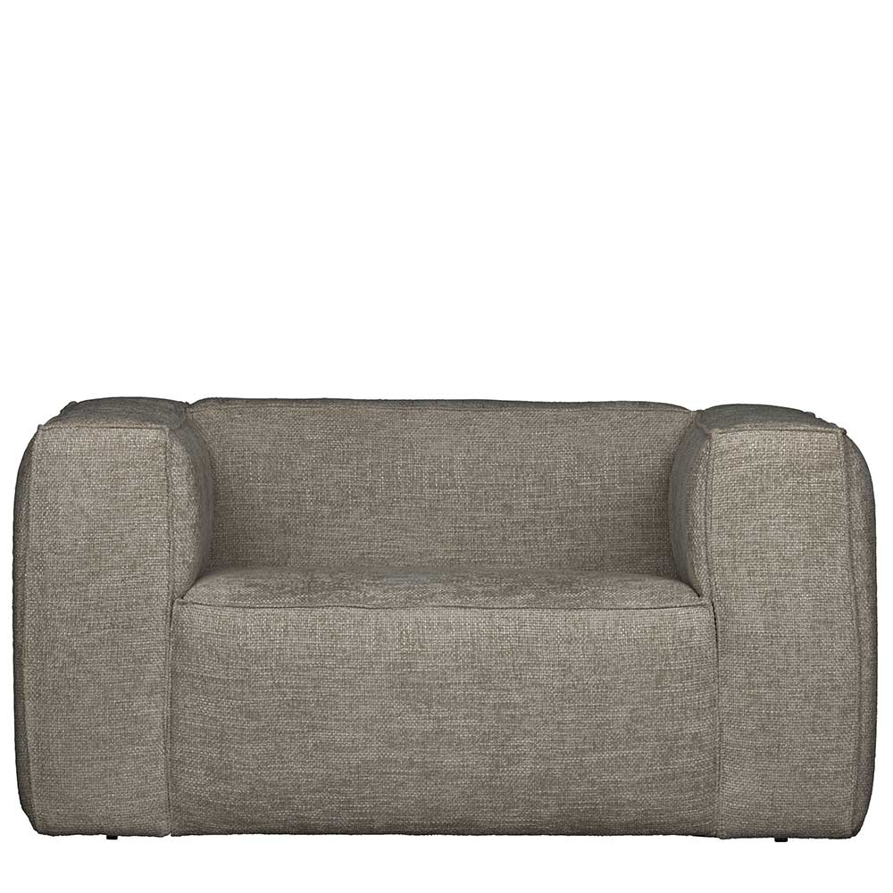 Moderner Wohnzimmer Sessel Louan aus Webstoff in Beige Grau meliert mit Armlehnen