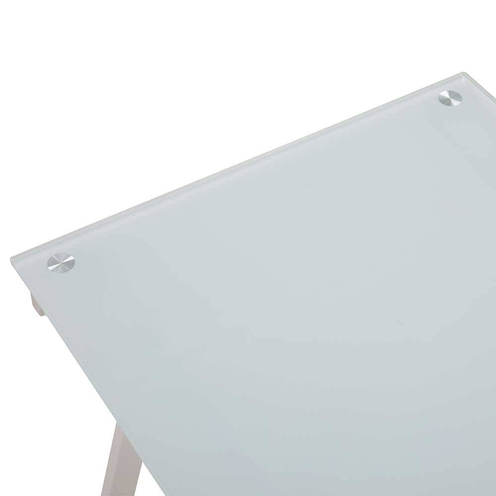 Laptopschreibtisch Viritom in Weiß aus Sicherheitsglas und Metall
