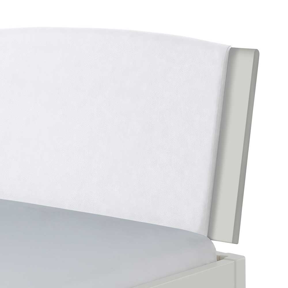 Weißes Doppelbett Lesgon aus Buche Massivholz 38 cm Einstiegshöhe
