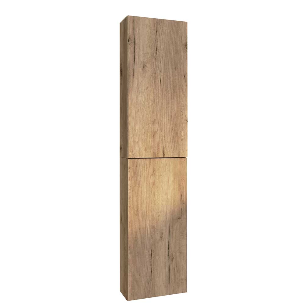 Badmöbel Holzoptik Viramiru für die Wandmontage mit LED Beleuchtung (dreiteilig)