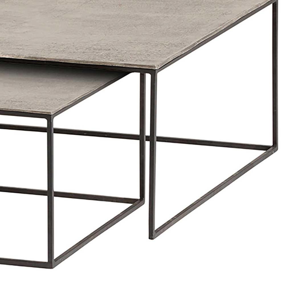 Metall Wohnzimmer Tische Waruna in Nickelfarben und Schwarz (zweiteilig)