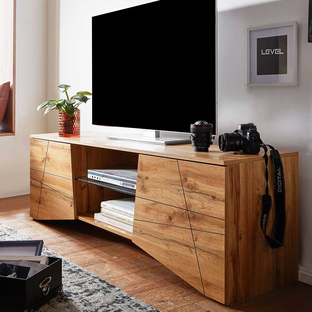 Modernes Fernseh Lowboard Miltom in Eichefarben 160 cm breit