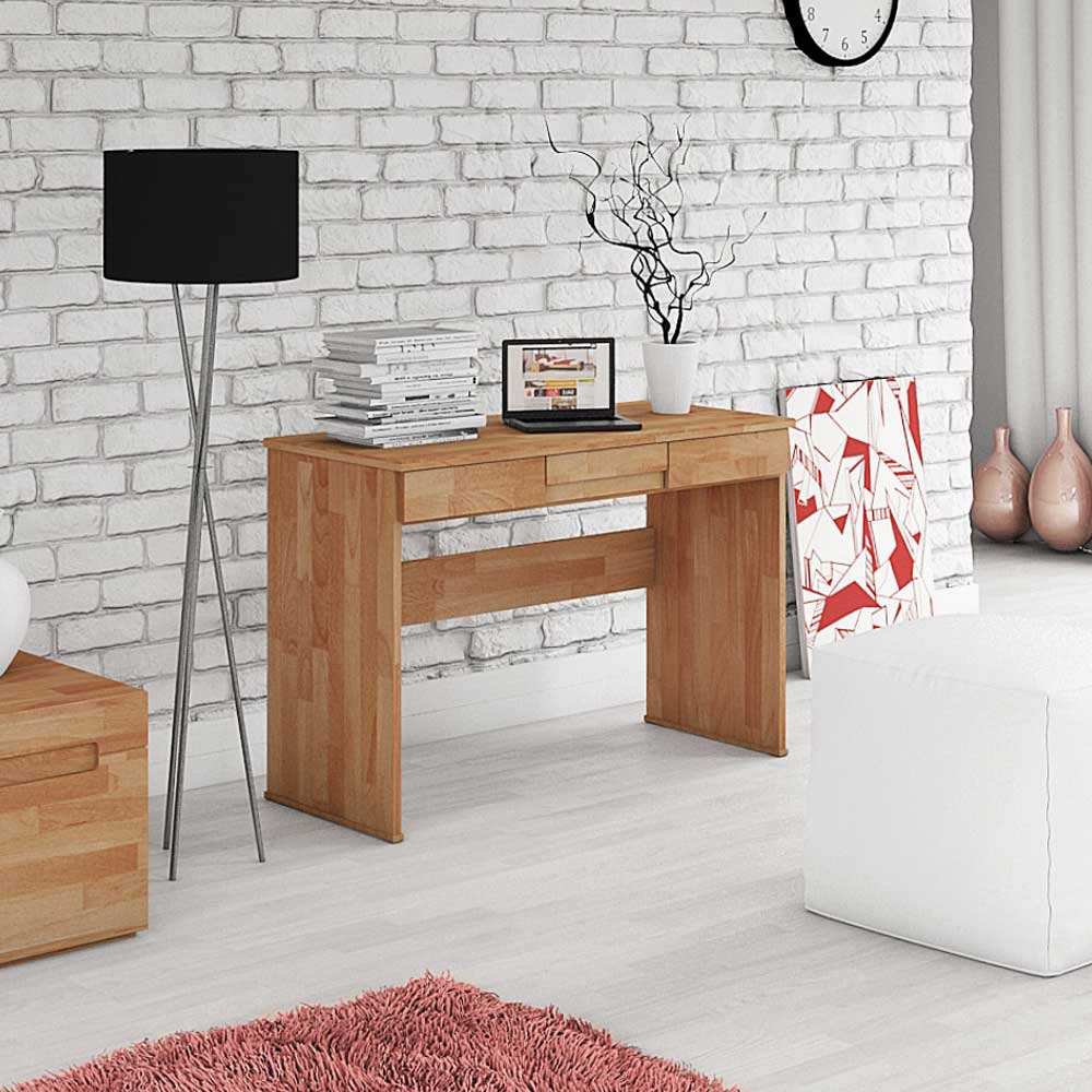 Schreibtisch Rusanno aus Buche Massivholz mit Schubladen