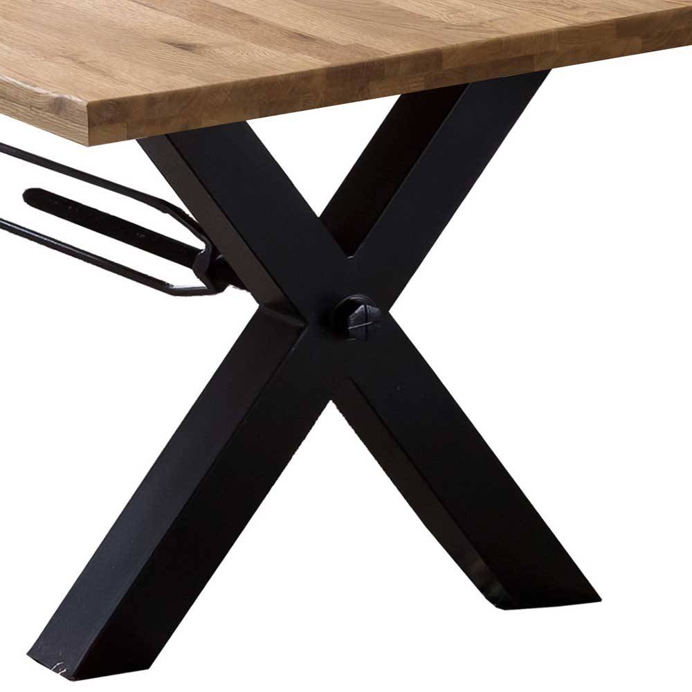 Tisch Wildeiche Kutas mit natürlicher Baumkante X Gestell Schwarz