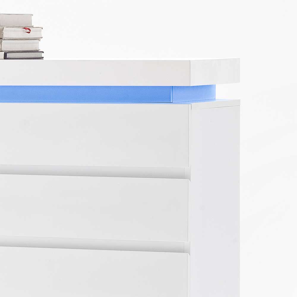 Design Sideboard Coozia in Weiß Hochglanz mit LED Farbwechsel Beleuchtung