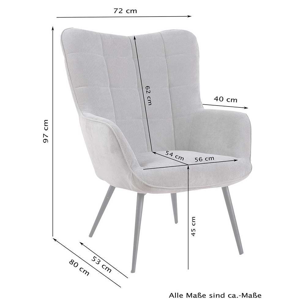 Sessel mit Hocker Nofre im Skandi Design mit Armlehnen (zweiteilig)