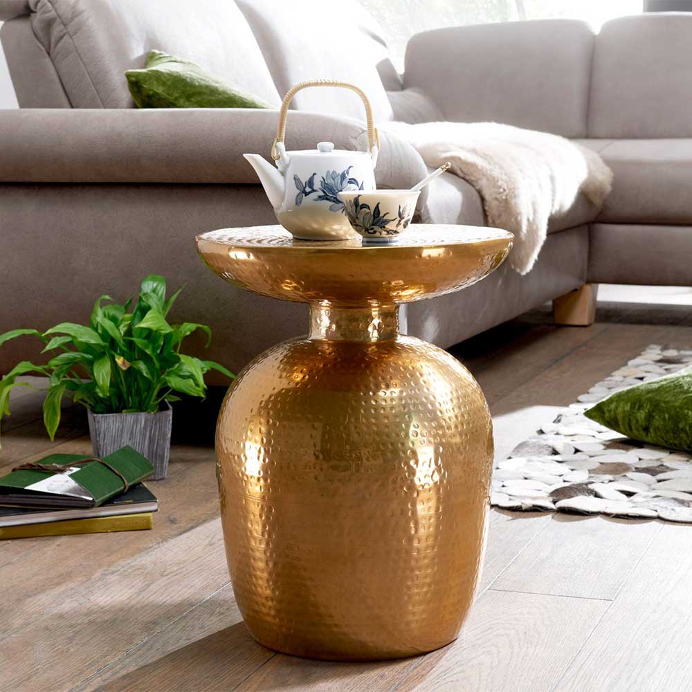 Couch Beistelltisch Icoleran im orientalischen Design in Goldfarben