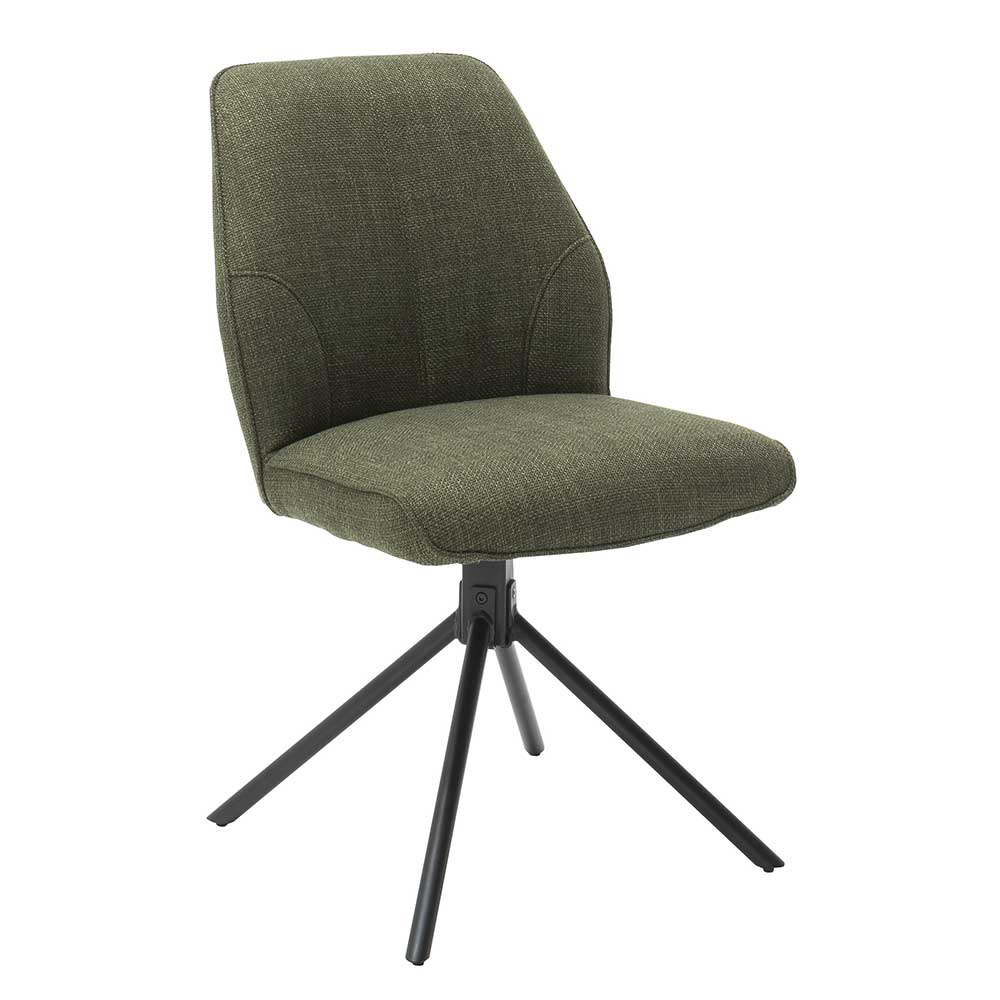 2 Stühle Kerneta in Oliv Grün mit drehbarem Gestell aus Metall (2er Set)