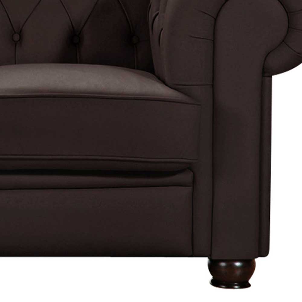 Dreisitzer Couch Leder braun Zeo im Chesterfield Look 200 cm breit