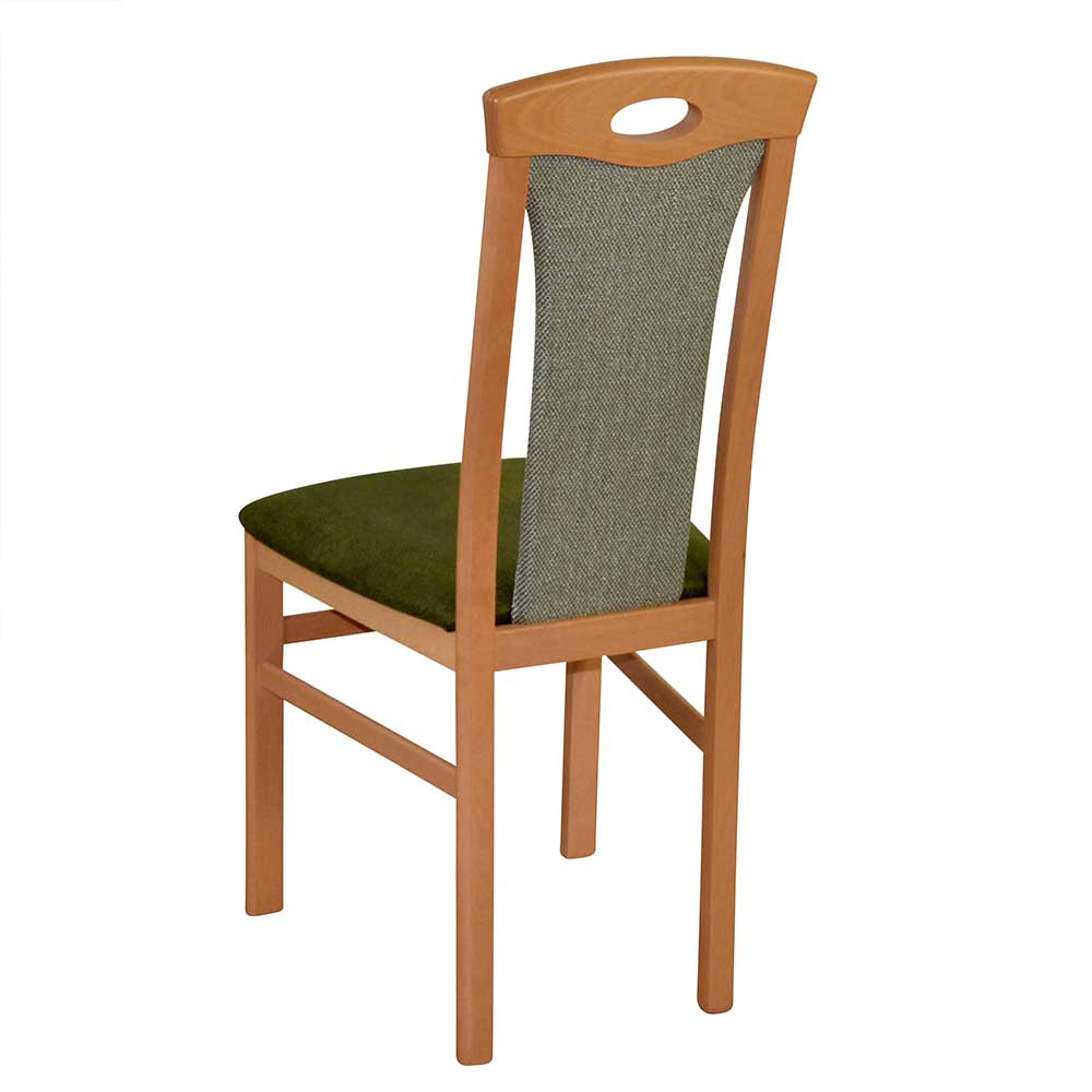 Ausziehtisch Vogonna mit vier Stühlen in Buchefarben & Grün (fünfteilig)
