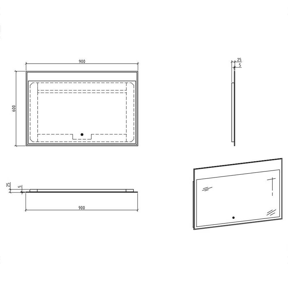 Badezimmer Set Monziva in Beton Grau Nachbildung mit LED Beleuchtung (zweiteilig)