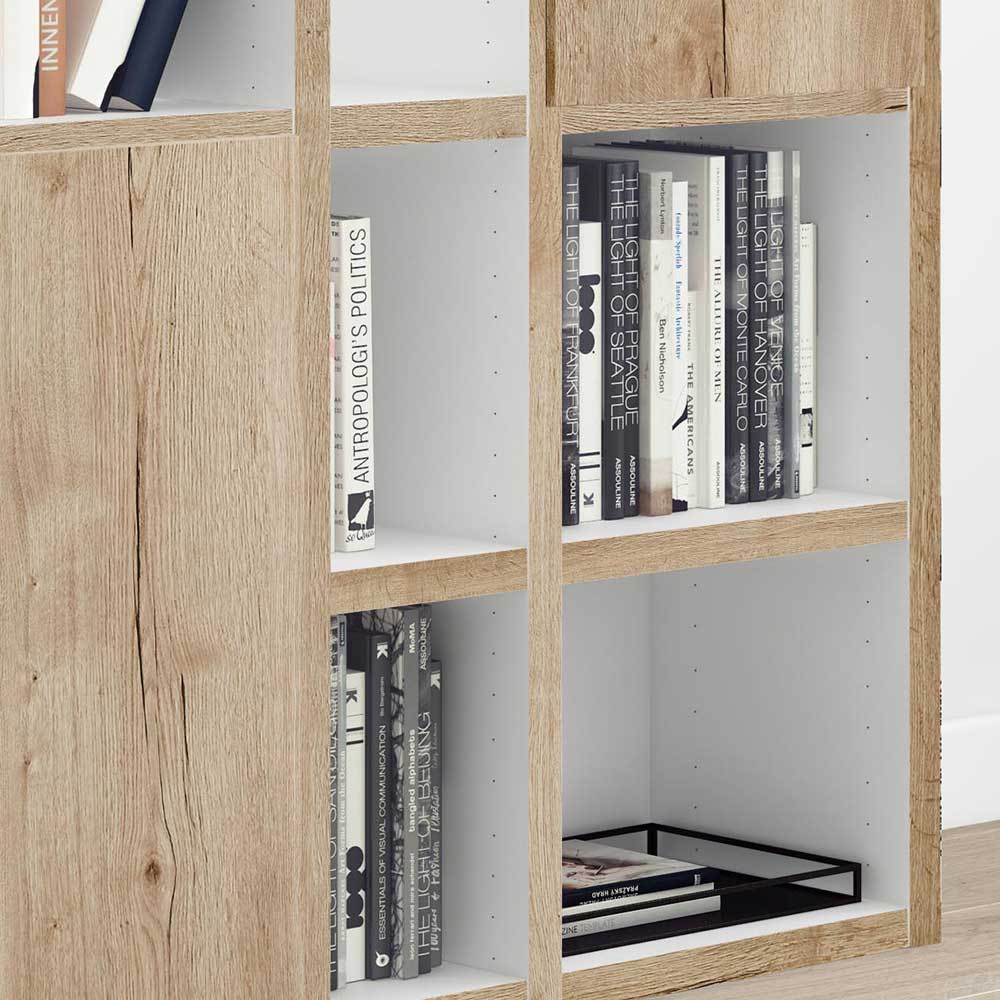 Bücherregal mit Türen Galpava in Weiß und Wildeichefarben