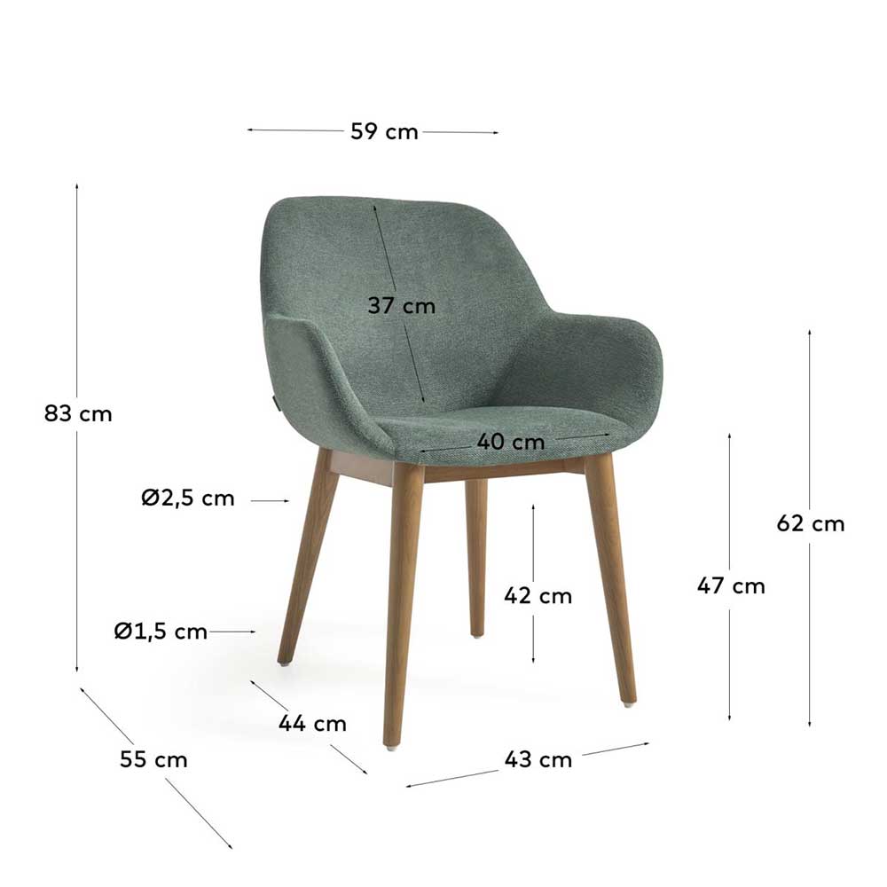 Esstisch Stühle Lionica in Dunkelgrün und Esche dunkel (4er Set)