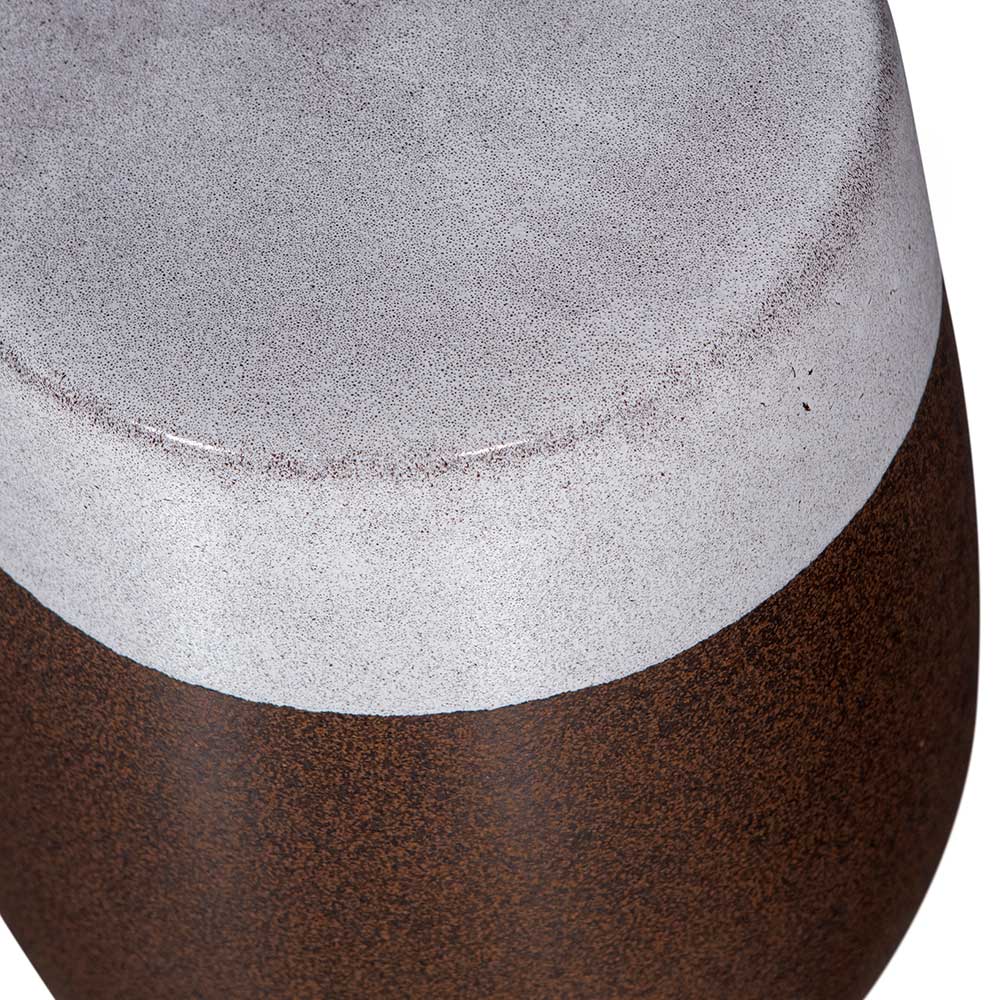 Keramik Beistelltisch Wanisha in Weiß und Braun Oberfläche glasiert
