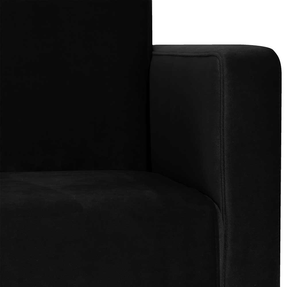 Schwarzer Armlehnsessel Geraldo aus Samtvelours 42 cm Sitzhöhe