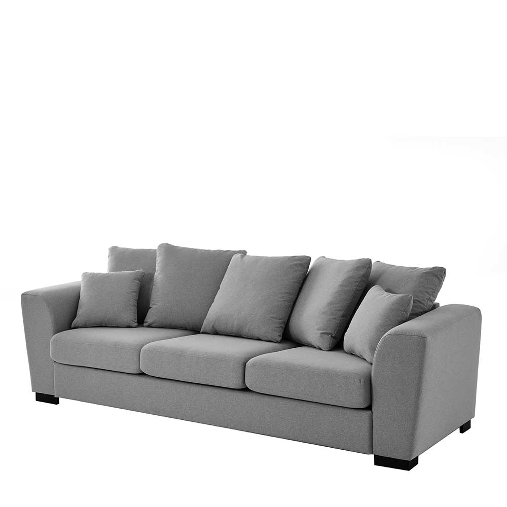 Graue Dreisitzer Couch Adaira mit Armlehnen 266 cm breit