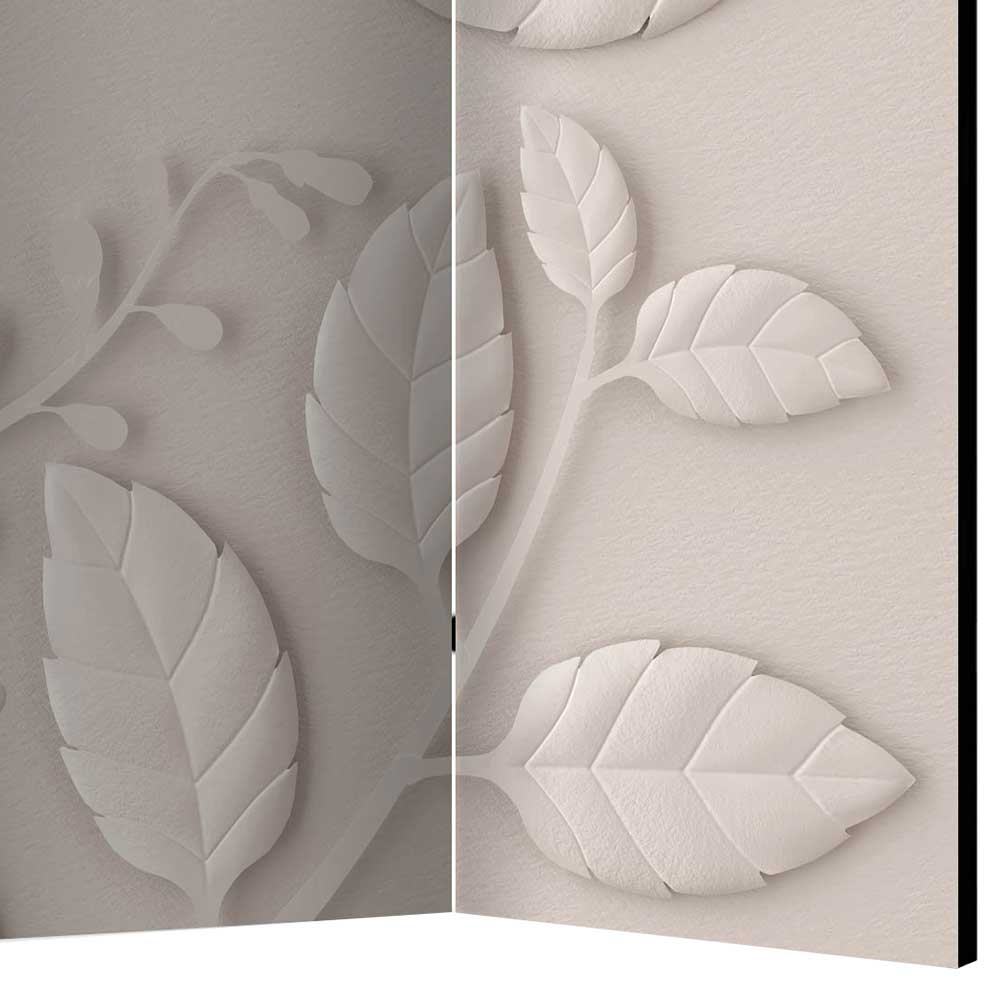 Paravent Halfa in Weiß und Hellgrau mit Papierblumen Motiv