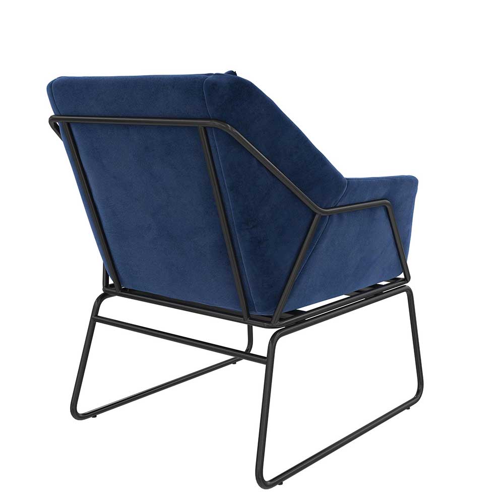 Lounge Sessel Vedrico in Blau und Schwarz mit Metall Bügelgestell