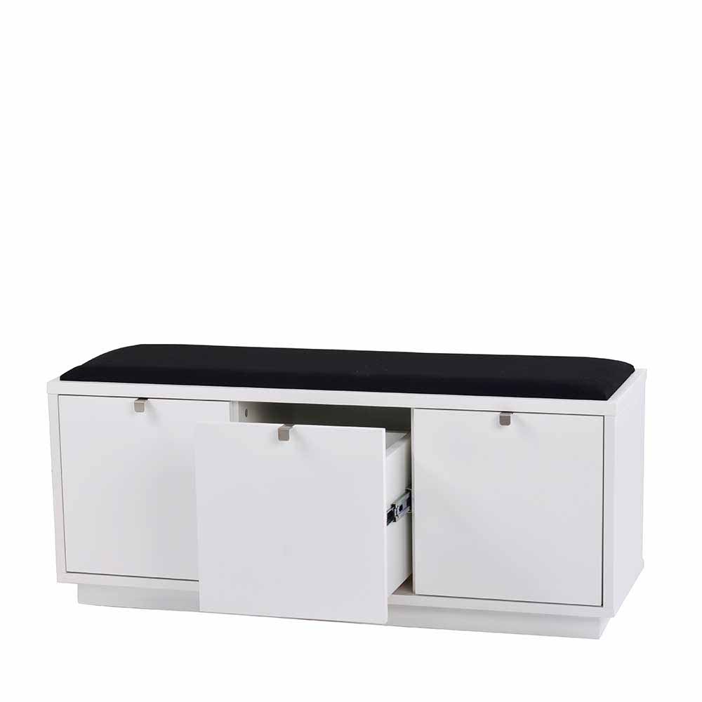 Garderobenbank Chiosma in Weiß mit 3 Schubladen