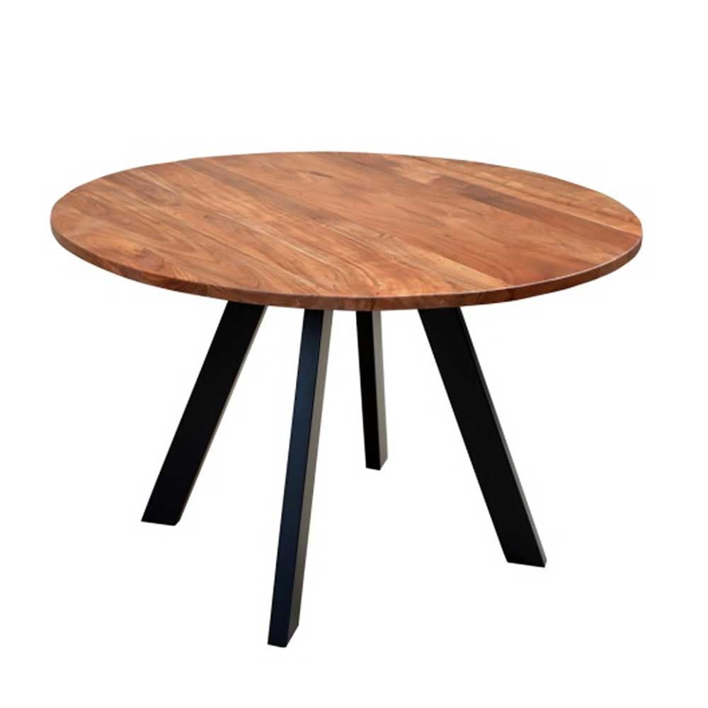 Runder Tisch Donzai aus Akazie Massivholz und Metall 76 cm hoch