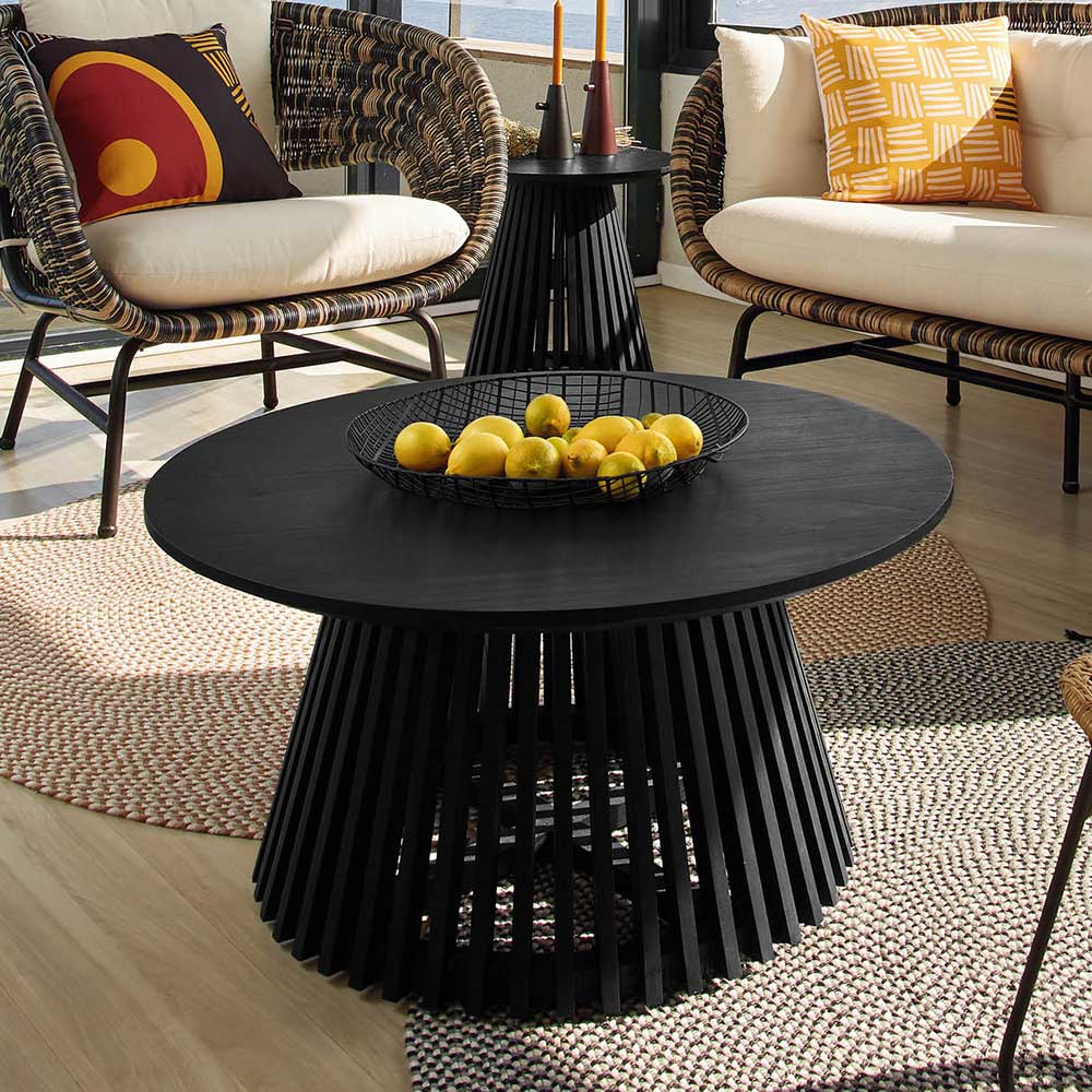 Runder Wohnzimmer Tisch Naxos in Schwarz aus Zedrachholz