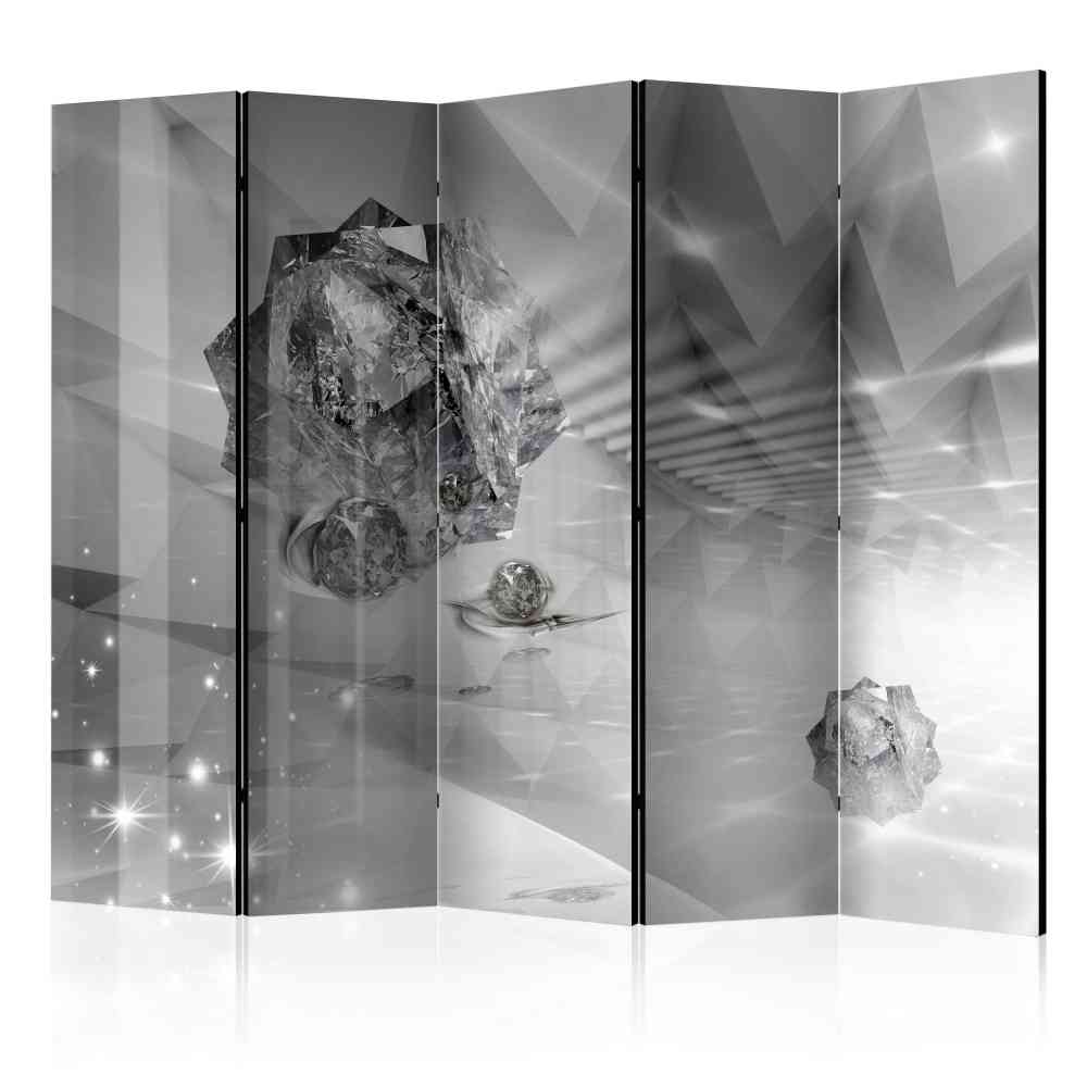 Paravent Raumteiler Offaly mit Diamanten Motiv in Grau