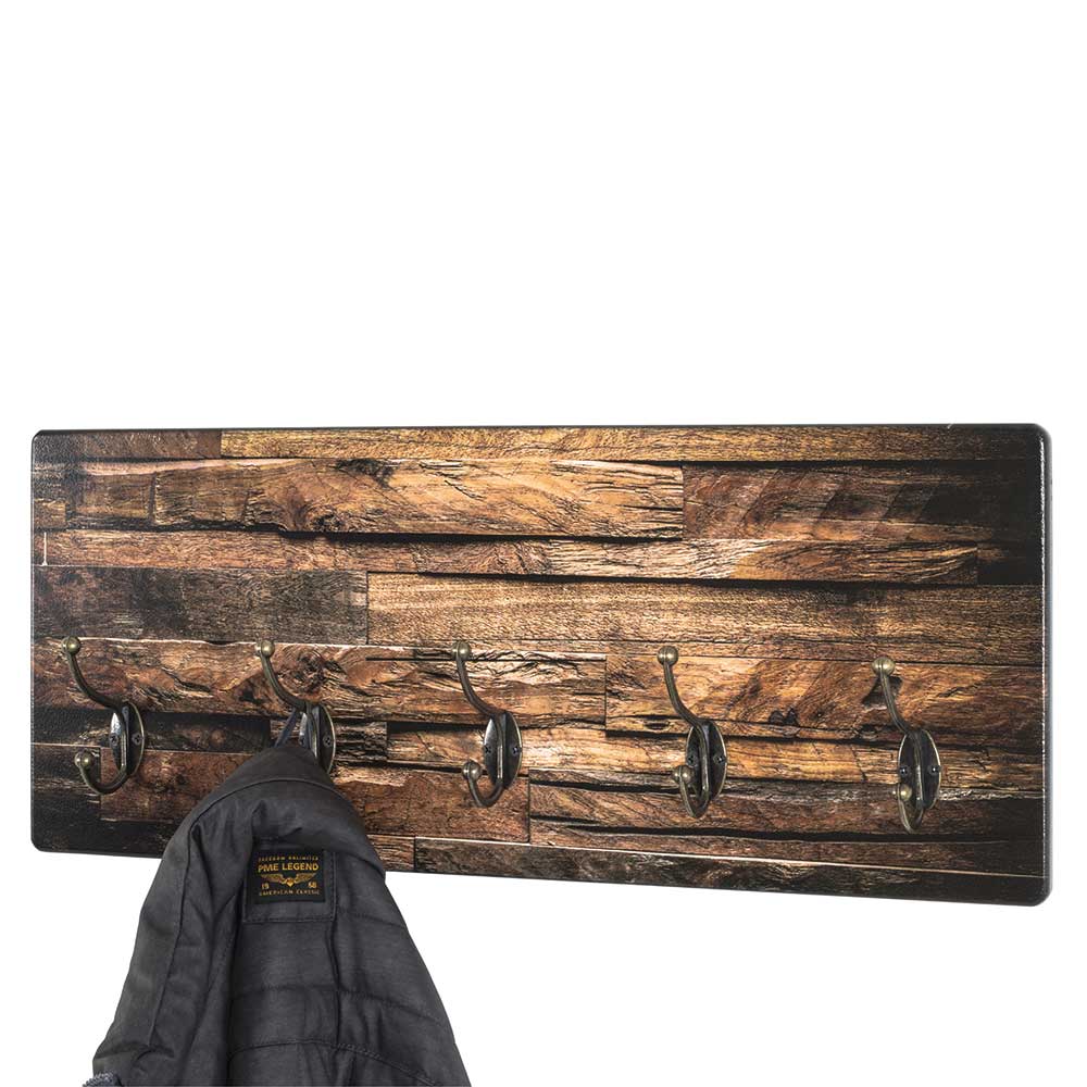 Holzoptik Garderobenleiste Cathien bedruckt im Industrie und Loft Stil