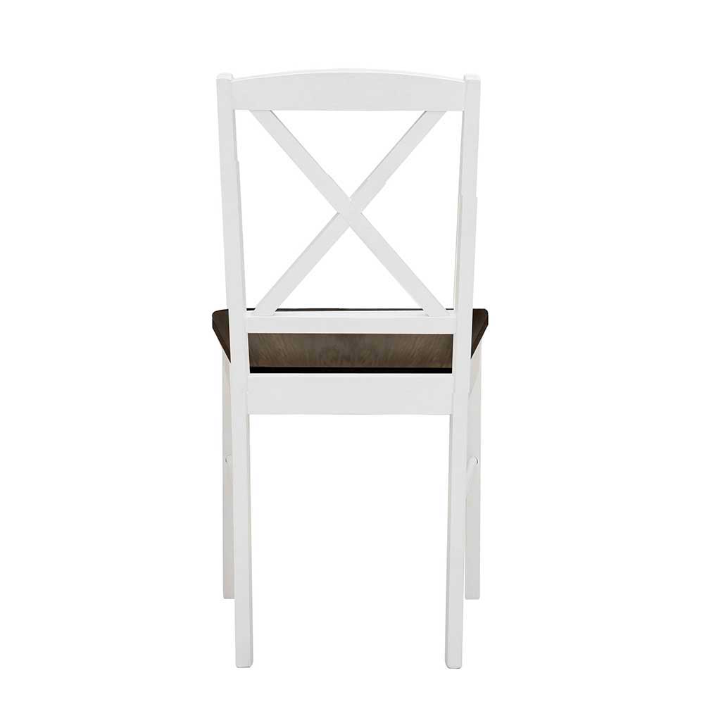 Stuhl Set Küche Jios im Landhausstil mit Rückenlehne aus Holz (2er Set)