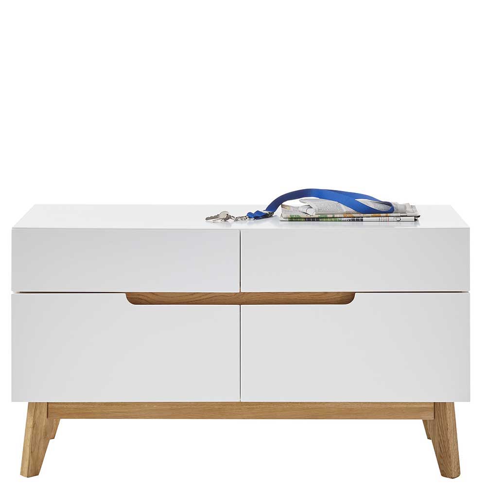 Dielenmöbel Set Ocna in Weiß und Asteiche im Skandi Design (sechsteilig)