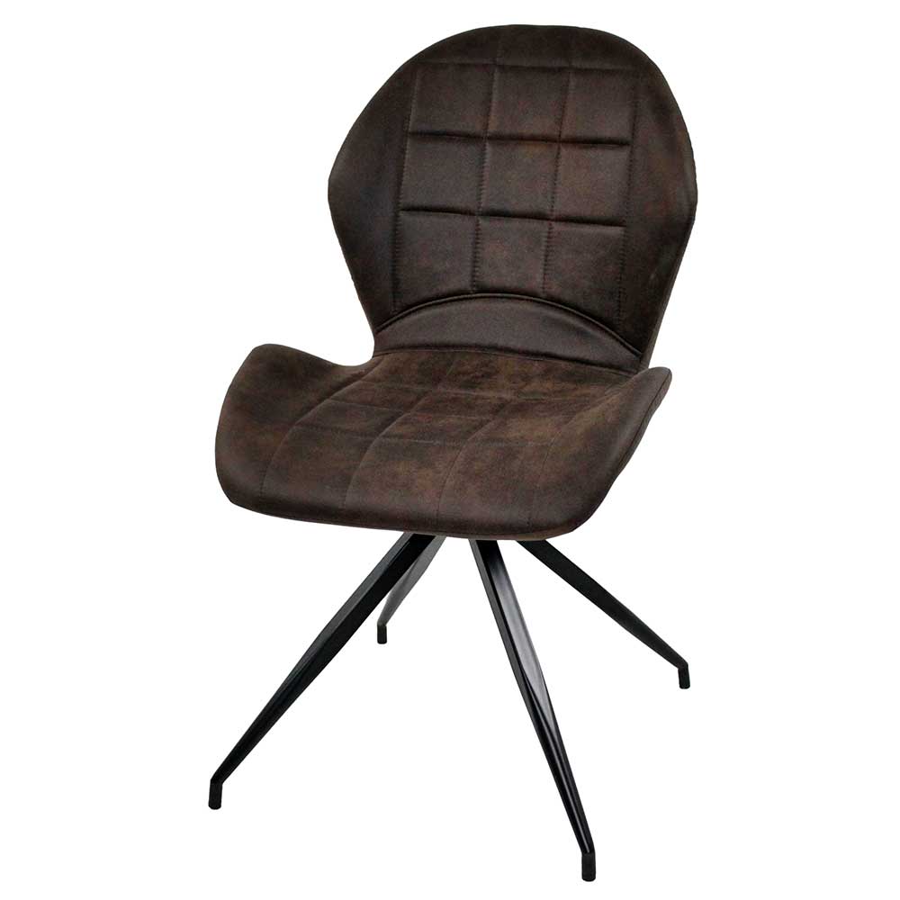 Esstisch Stühle Remona in Vintage Dunkelbraun aus Microfaser (2er Set)
