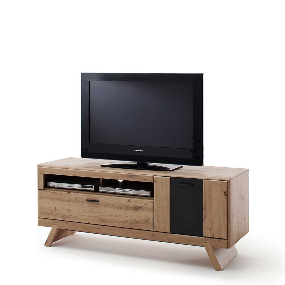 TV Möbel Venorita in Eiche Optik und Dunkelgrau 65 cm hoch