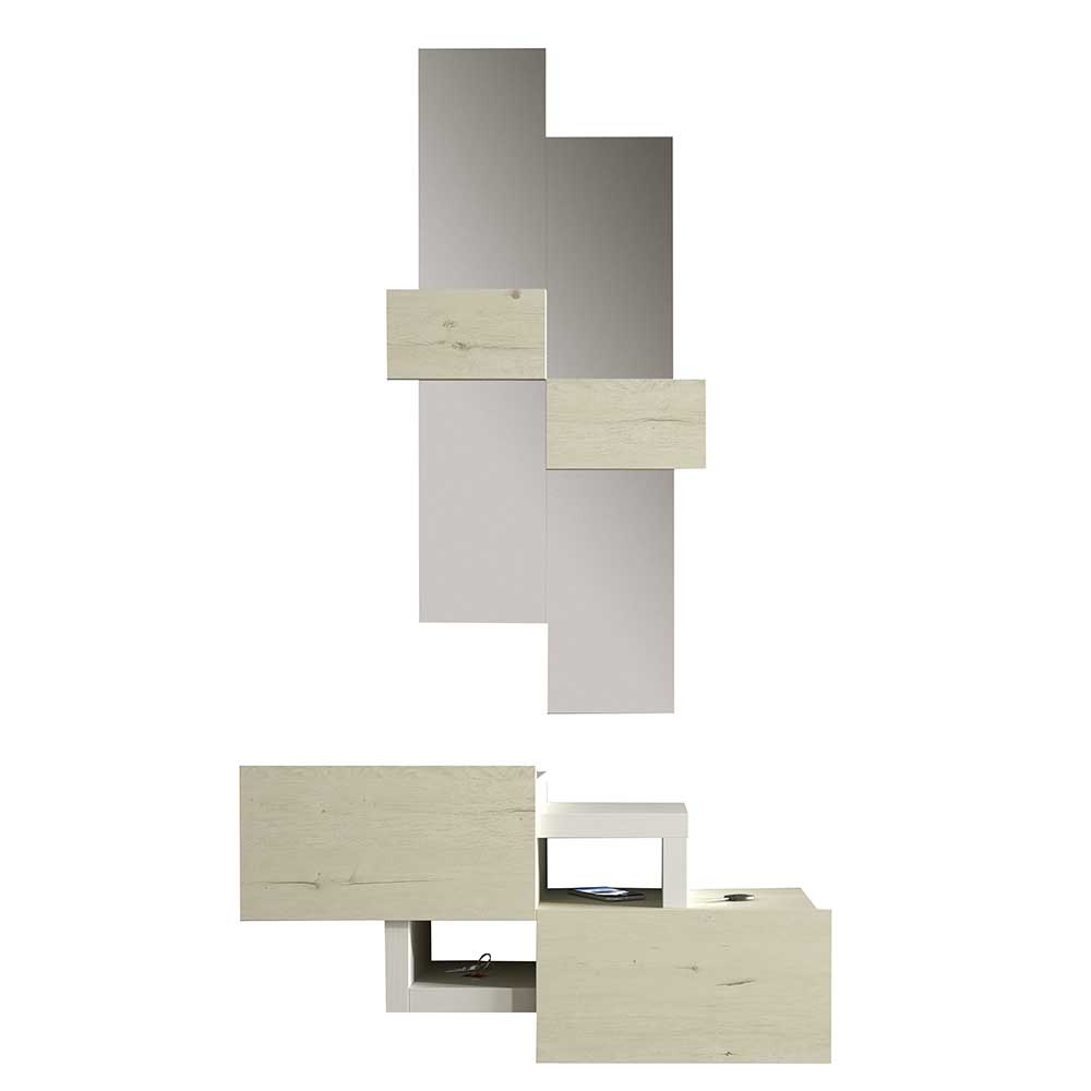 Design Flurmöbel Set Colin in Creme Weiß für Wandmontage (zweiteilig)
