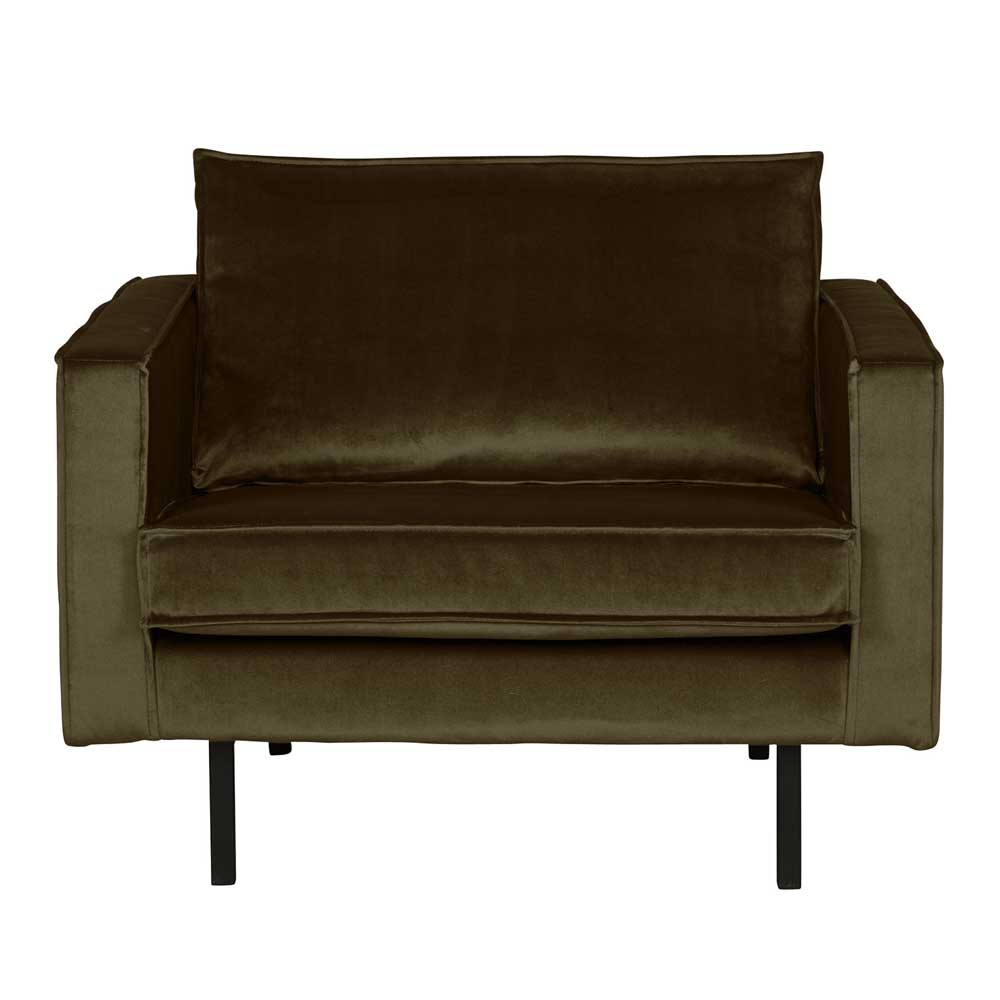 Vintage Design Sessel Verella in Dunkelgrün mit Samt