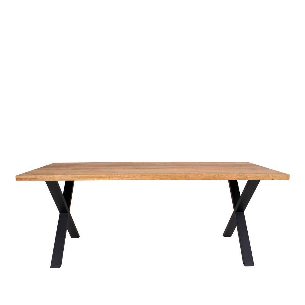 Esszimmerkombination Lydosca Stühle Cognac Braun Tisch 200 cm (siebenteilig)