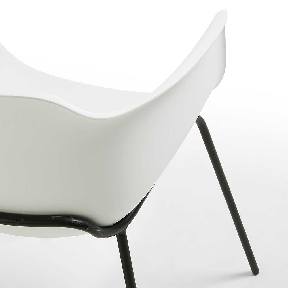 Kunststoff Stühle Defios in Weiß und Schwarz mit Armlehnen (4er Set)