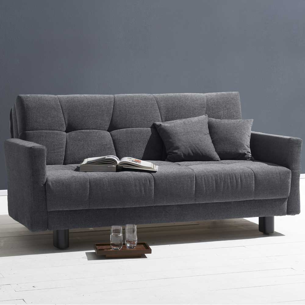 Sofa Toledo in Blaugrau Flachgewebe mit Schlaffunktion