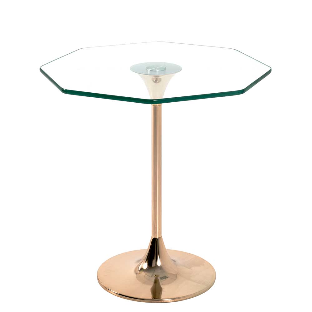 Glas Tisch Adakras mit achteckiger Tischplatte Gestell in Goldfarben