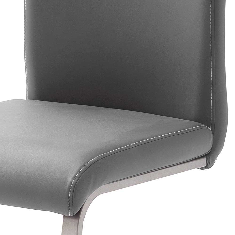 Esszimmer Stuhl Neroni mit Schwinggestell und Grau Kunstlederbezug (4er Set)