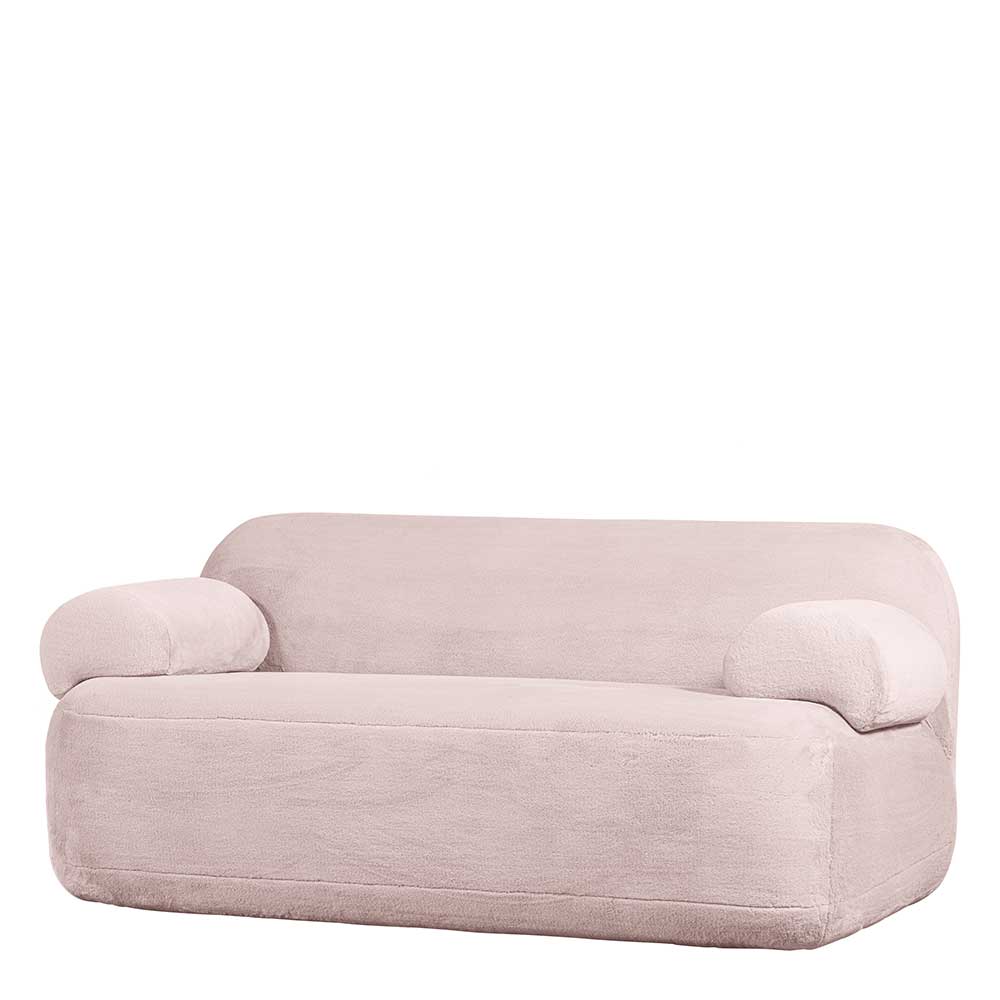 Moderne Couch Pamina in Nude aus kurzflorigem Webplüsch