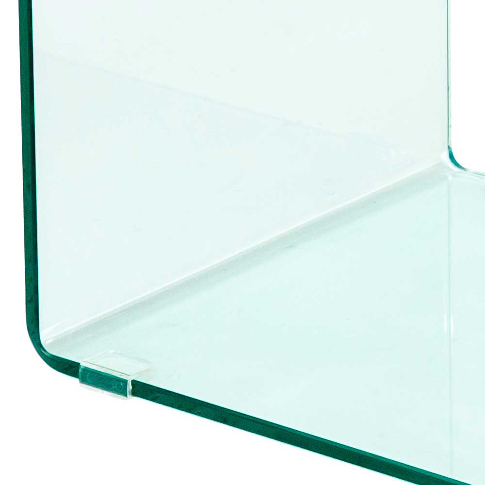 Transparenter Glastisch Luatmos in modernem Design - Ablage auf der Bodenplatte