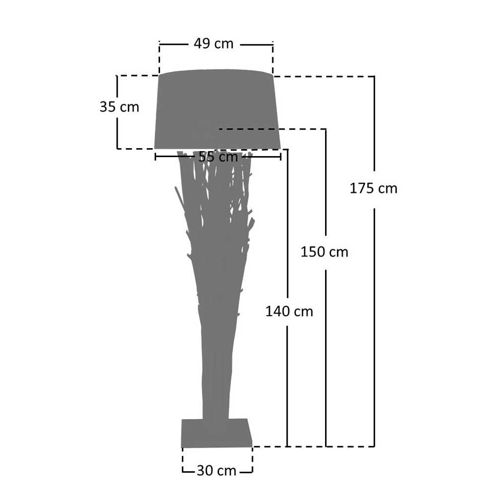 Treibholz Stehlampe Vantusca im Skandi Design 175 cm hoch
