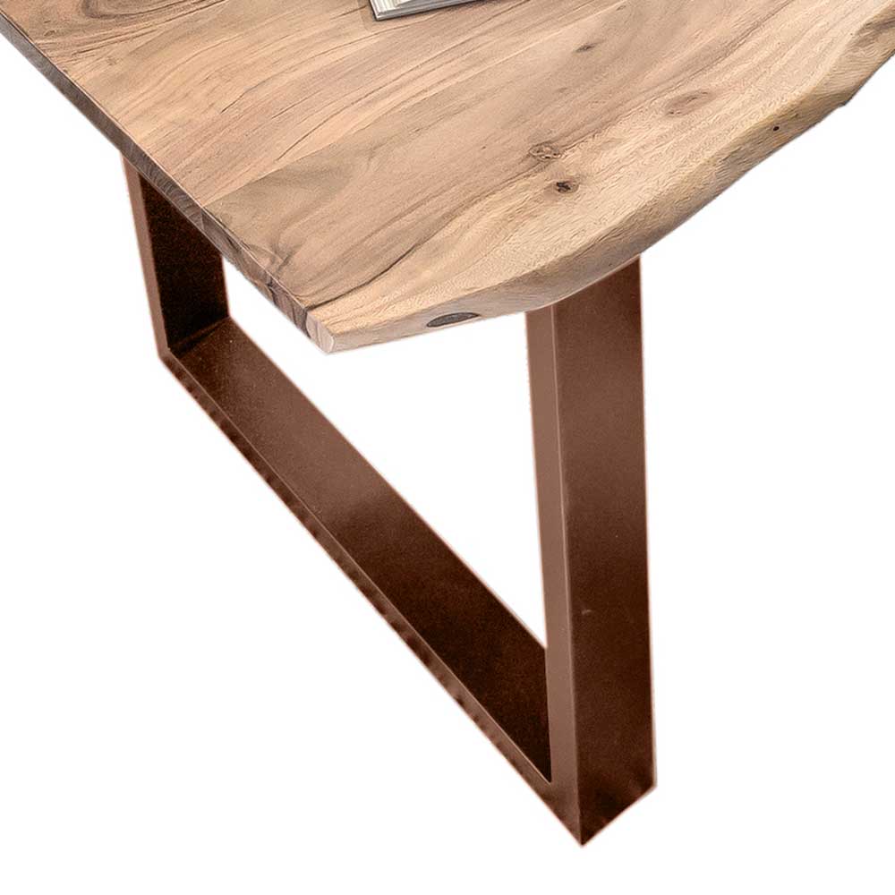 Holztisch Baumkante Crabina aus Akazie Massivholz und Metall