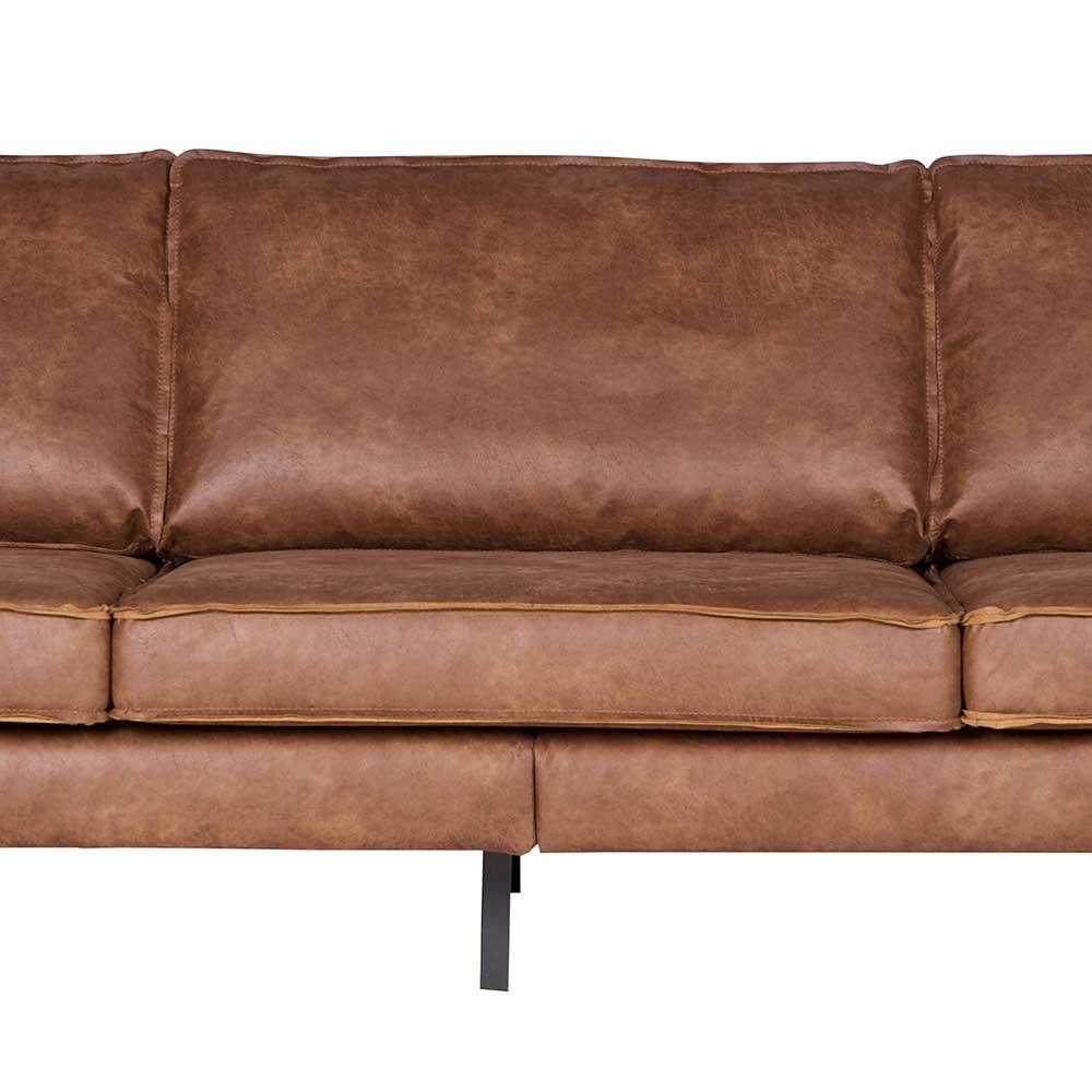 3 Sitzer Sofa Ulada in Cognac Braun aus recyceltem Leder
