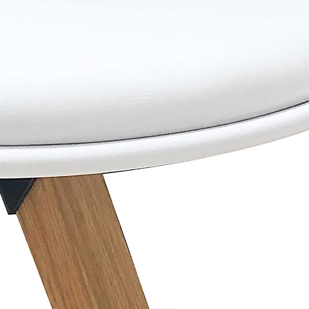 Skandi Esstisch Stühle Tasmira in Weiß mit Gestell aus Metall (2er Set)